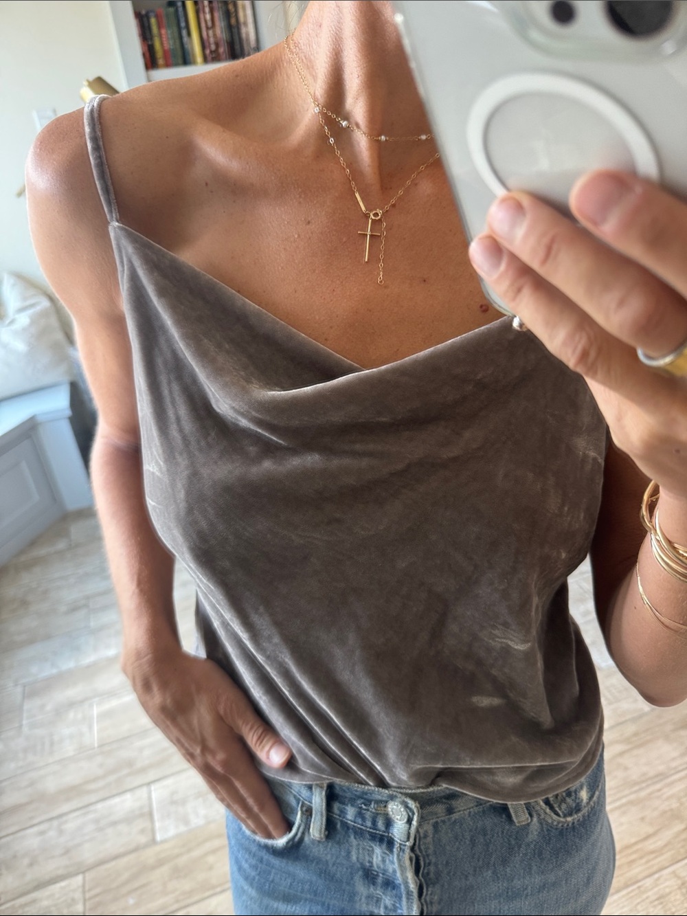 Banana Republic Velvet Cowl Neck Camisole - Taupe